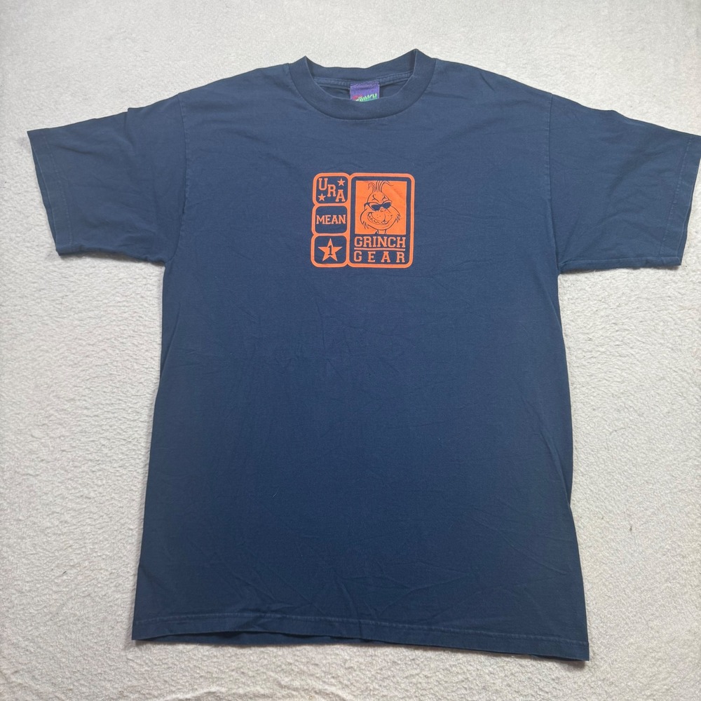 Universal Studios Grinch Gear T-Shirt Mens Large Navy Blue Good Vintage 2000 Y2K